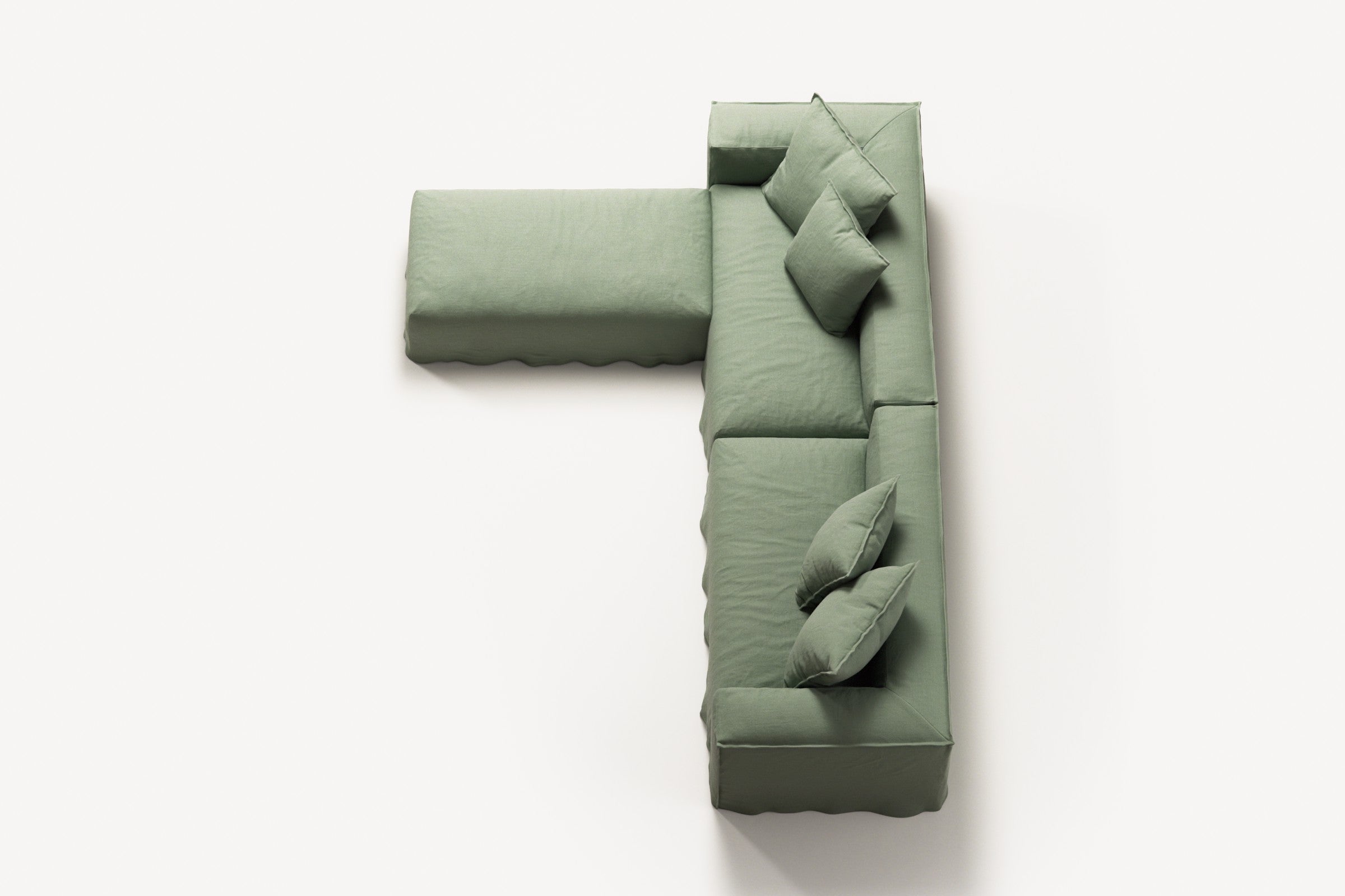 NOMAD - 4 Seater with Pouf - Pure Linen Vivid Green