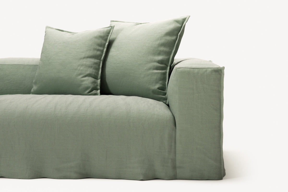 NOMAD - 4 Seater with Pouf - Pure Linen Vivid Green