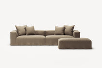 NOMAD - 4 Seater with Pouf - Pure Linen Natural