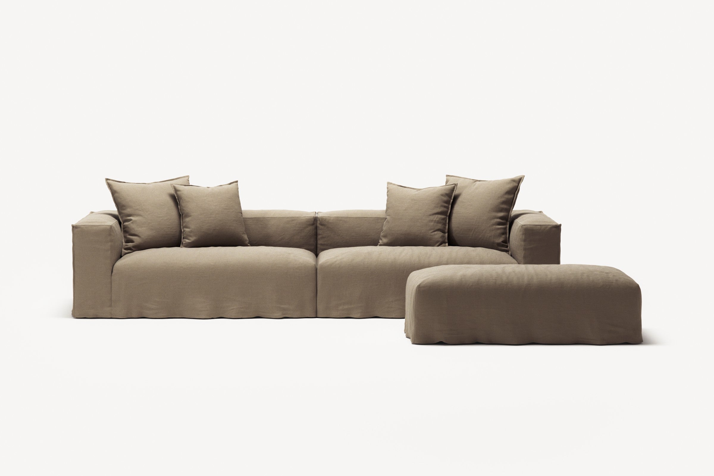 NOMAD - 4 Seater with Pouf - Pure Linen Natural