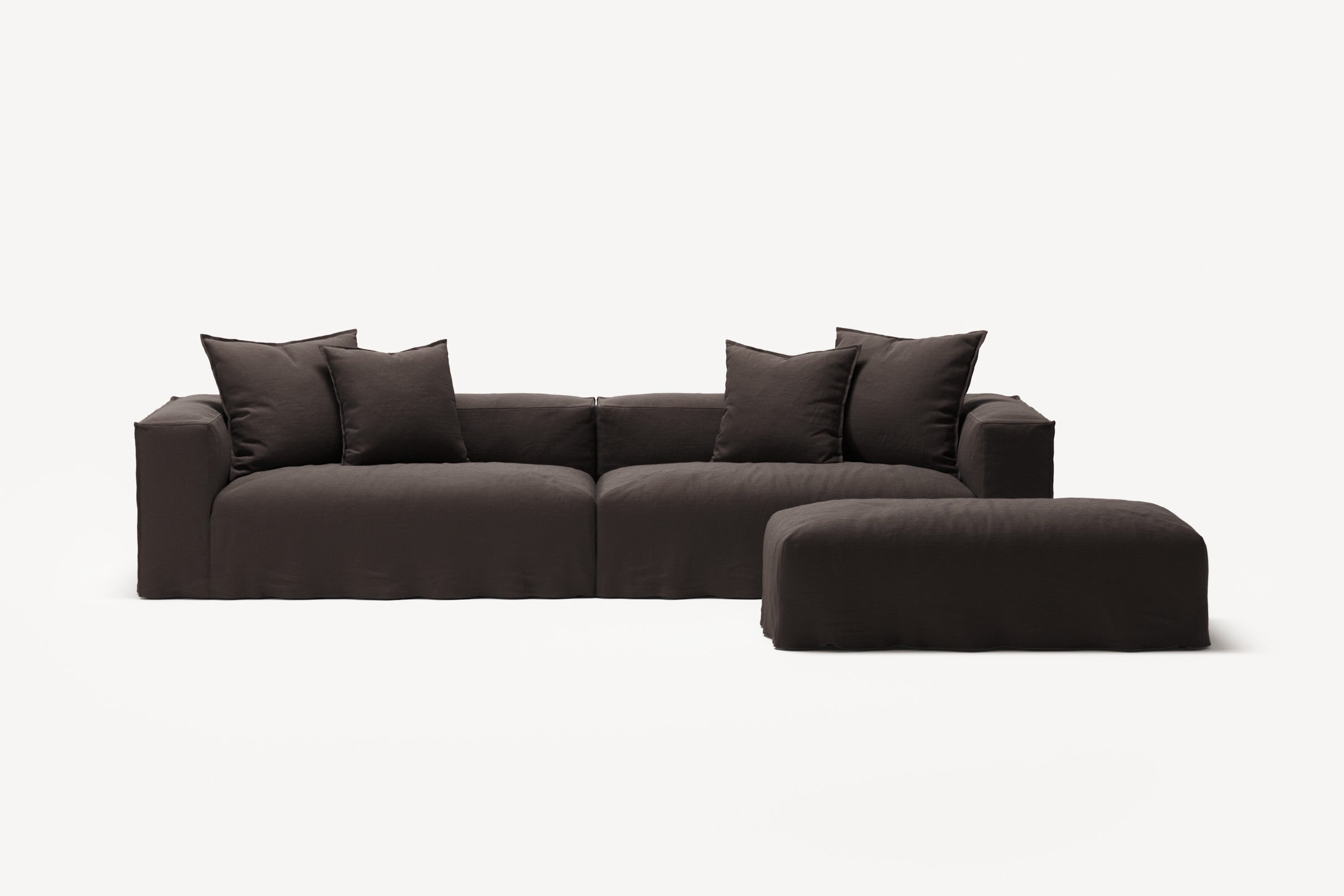 NOMAD - 4 Seater with Pouf - Pure Linen Truffle Brown