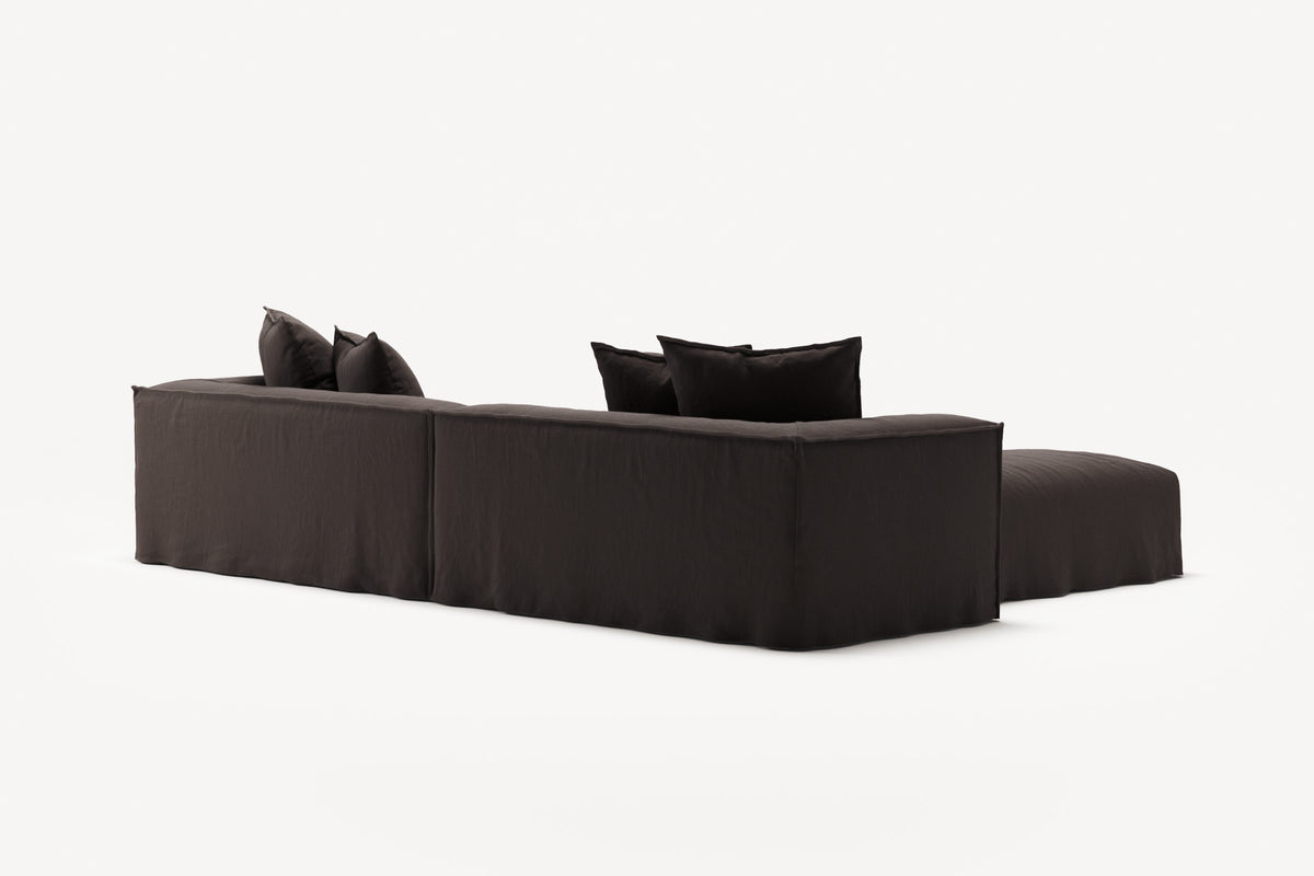 NOMAD - 4 Seater with Pouf - Pure Linen Truffle Brown