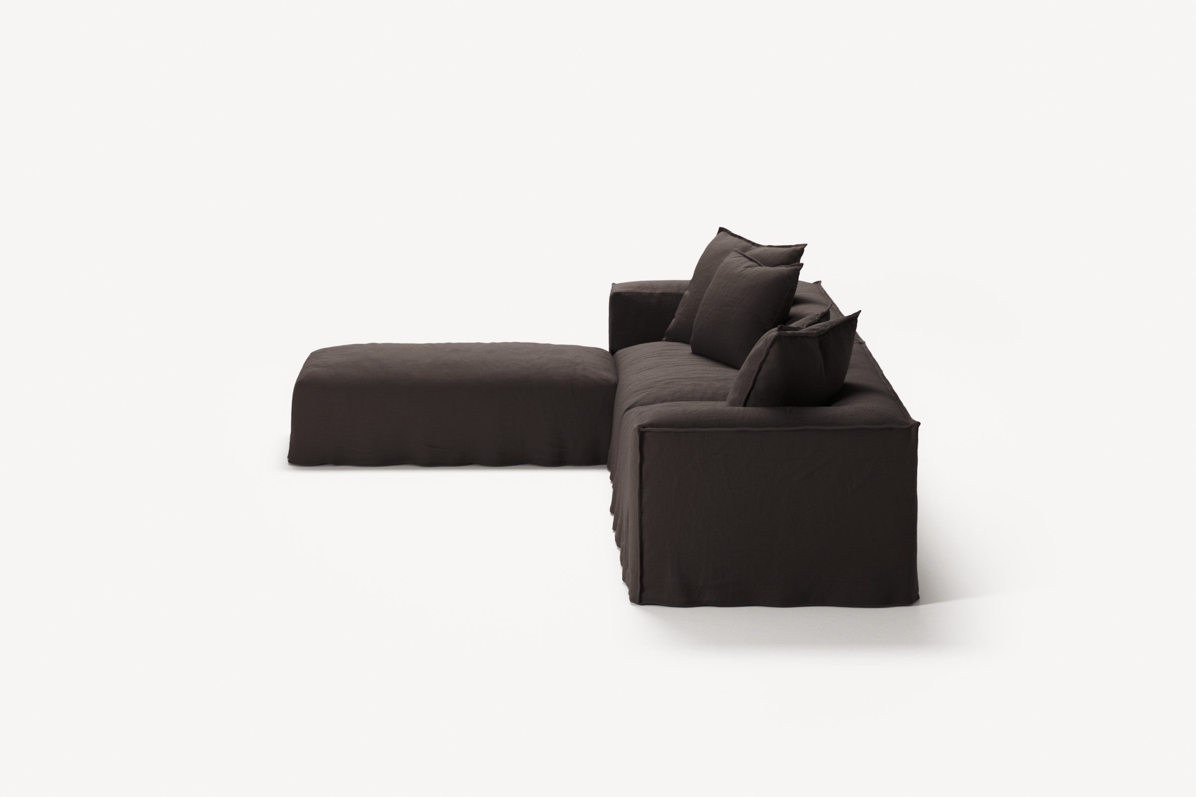 NOMAD - 4 Seater with Pouf - Pure Linen Truffle Brown