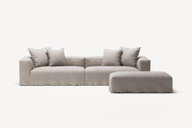 NOMAD - 4 Seater with Pouf - Textured Blend Beige