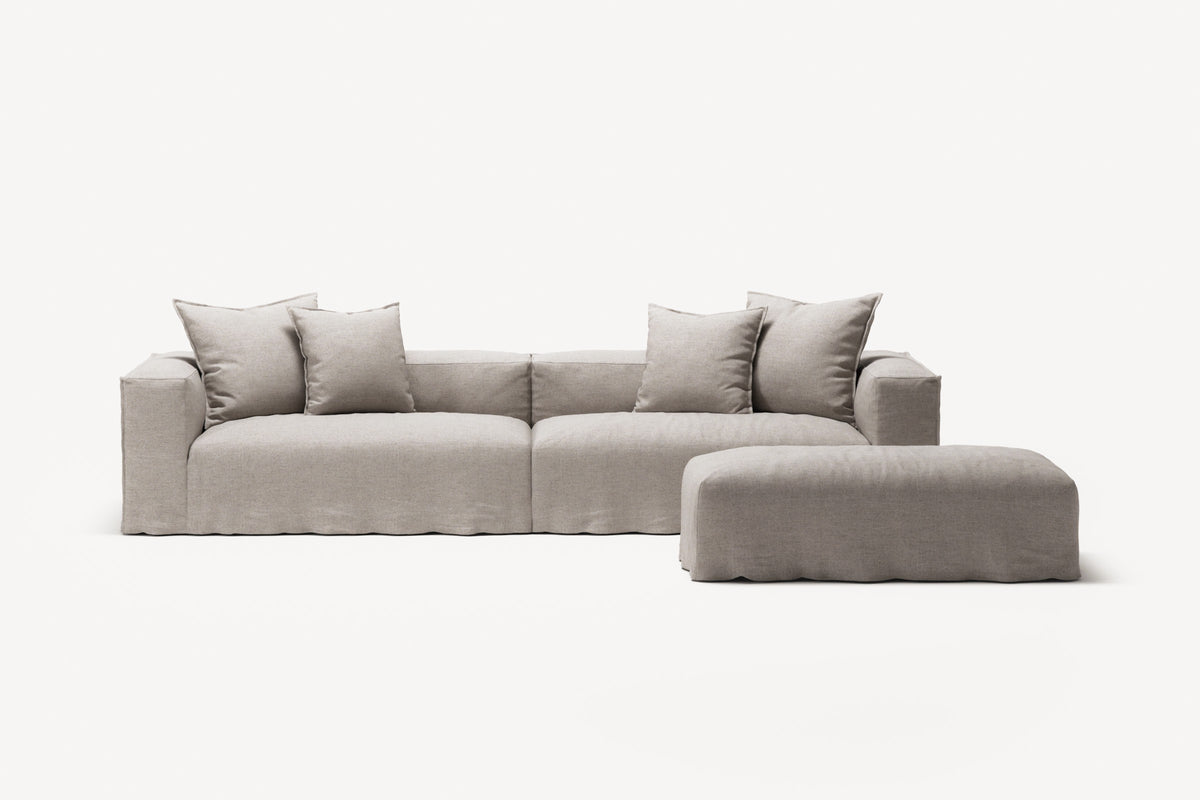 NOMAD - 4 Seater with Pouf - Textured Blend Beige