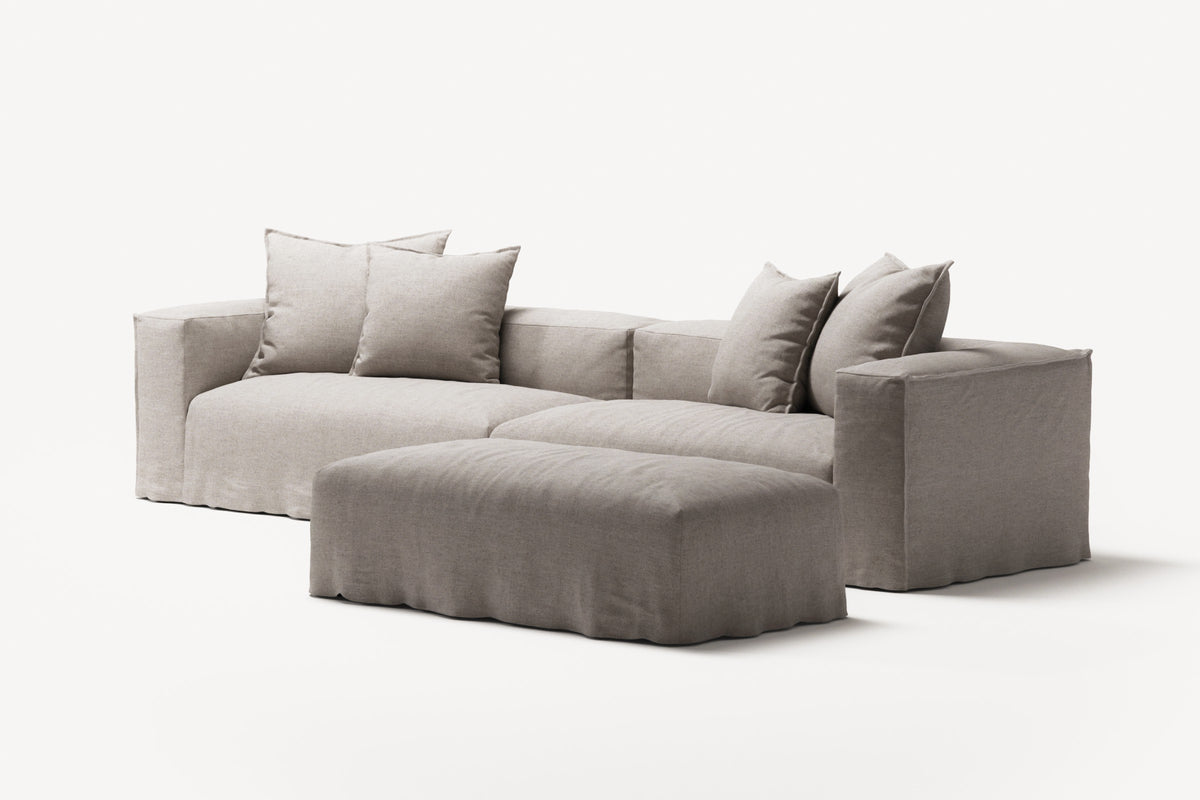 NOMAD - 4 Seater with Pouf - Textured Blend Beige