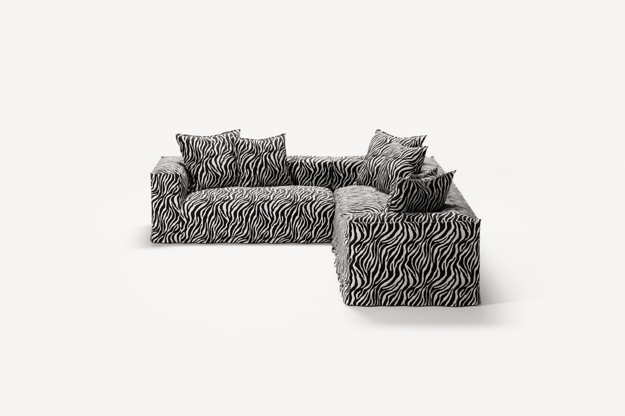 NOMAD - 5 Seat Corner - Left - Chenille Jacquard Zebra Black White