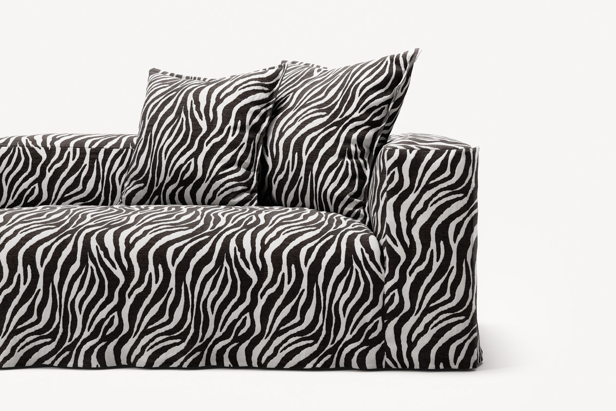 NOMAD - 5 Seat Corner - Left - Chenille Jacquard Zebra Black White