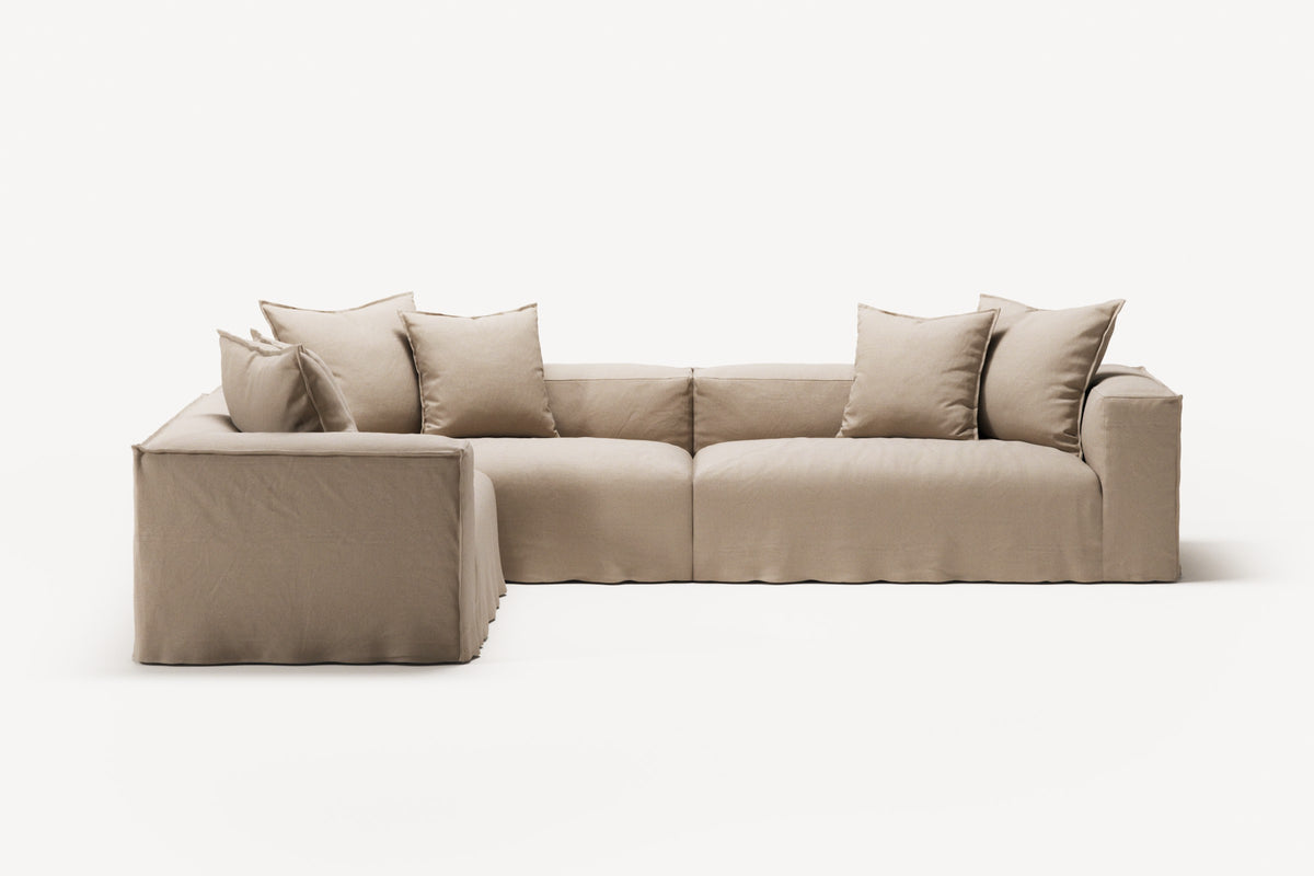 NOMAD - 5 Seat Corner - Left - Brushed Cotton Sandy Beige