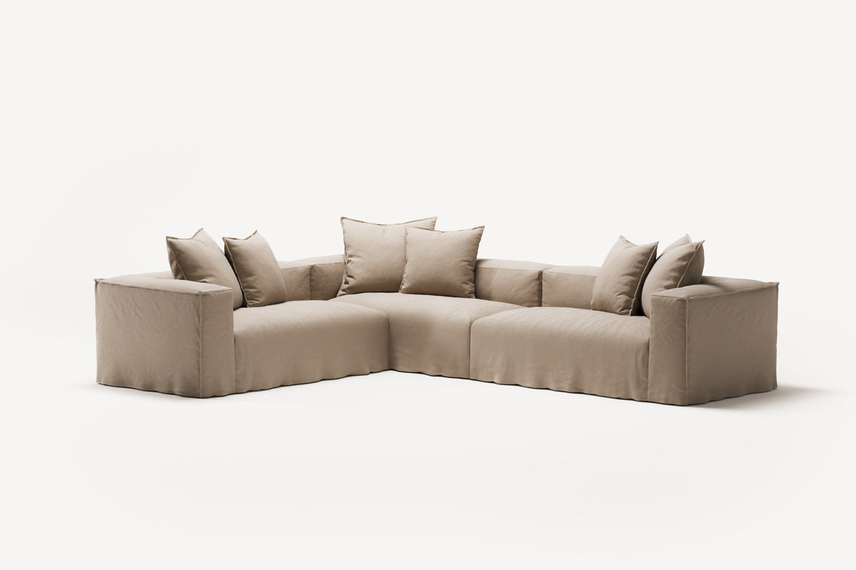 NOMAD - 5 Seat Corner - Left - Brushed Cotton Sandy Beige