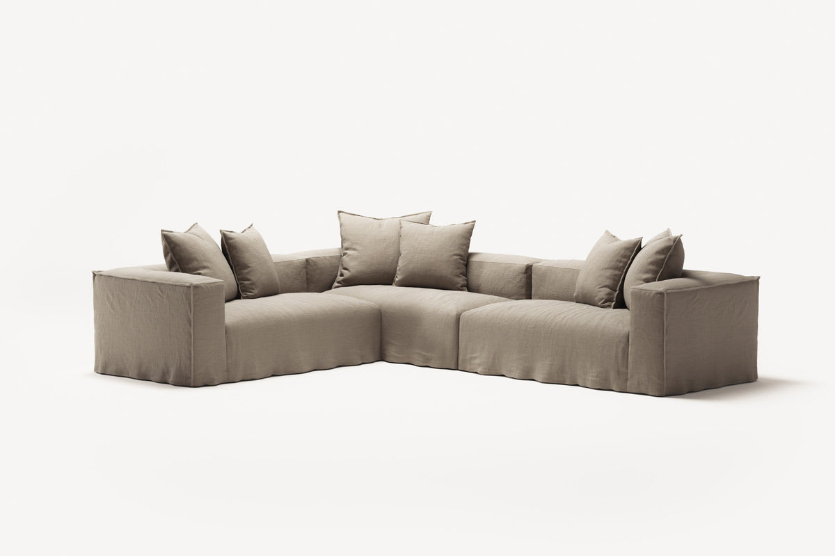 NOMAD - 5 Seat Corner - Left - Pure Linen Sandy Beige