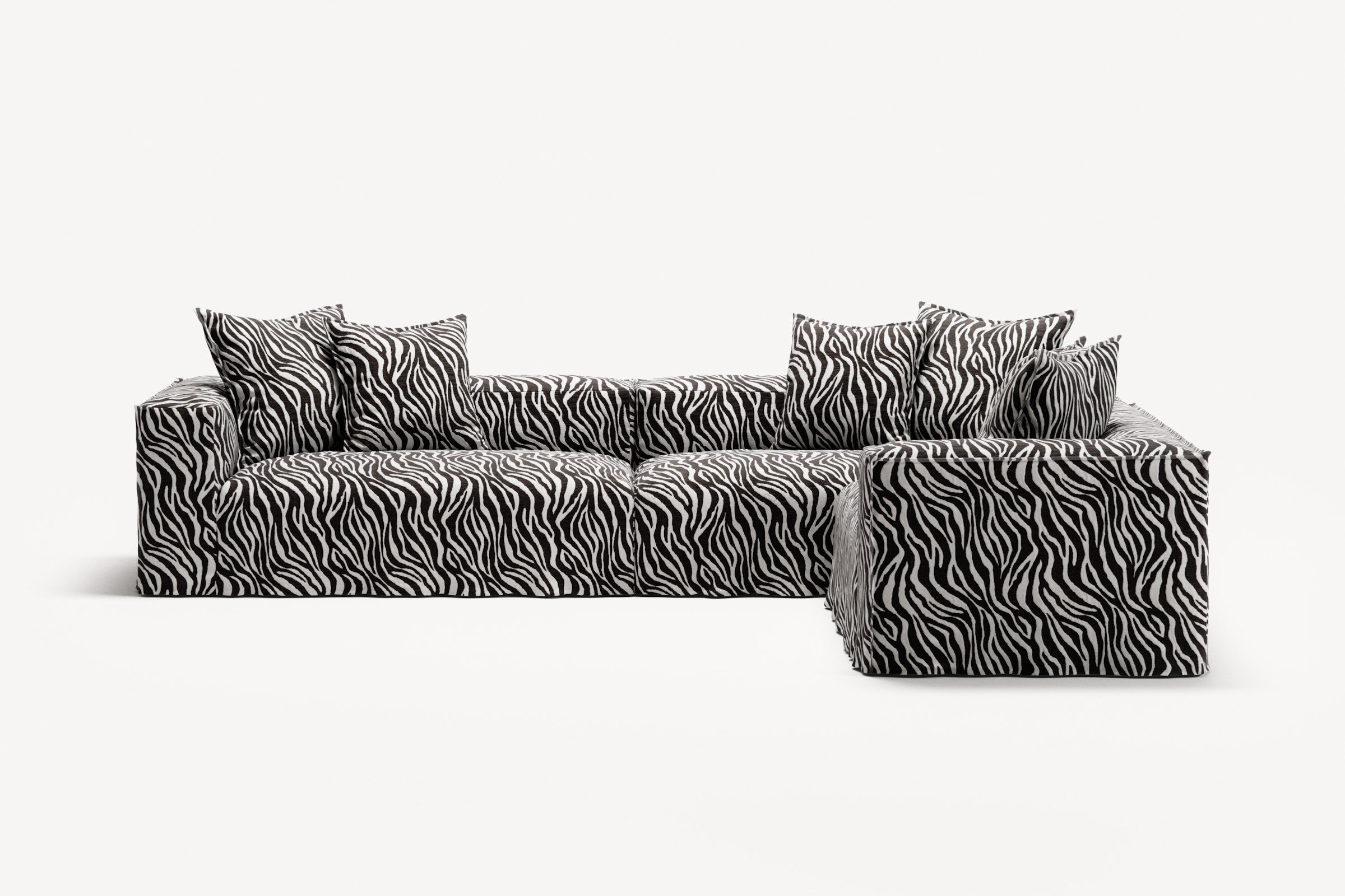 NOMAD - 5 Seat Corner - Right - Chenille Jacquard Zebra Black White
