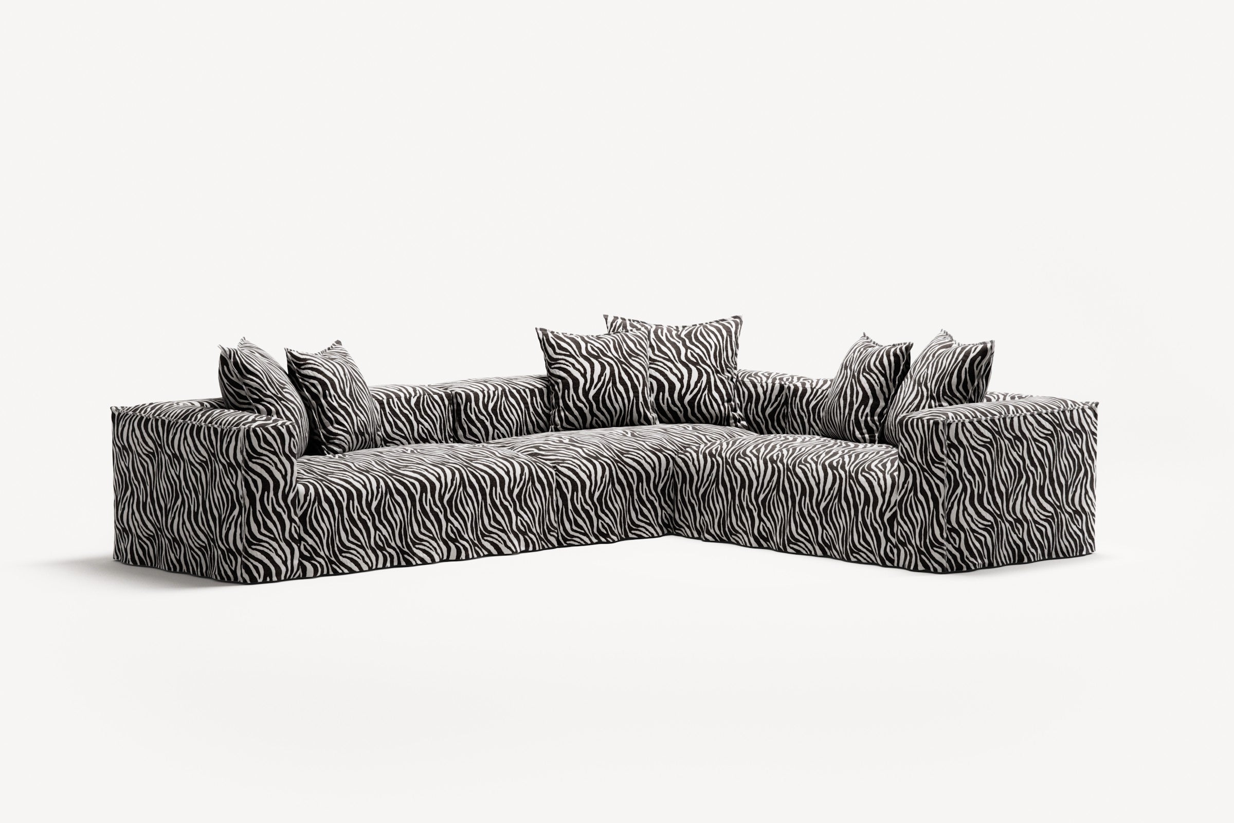 NOMAD - 5 Seat Corner - Right - Chenille Jacquard Zebra Black White