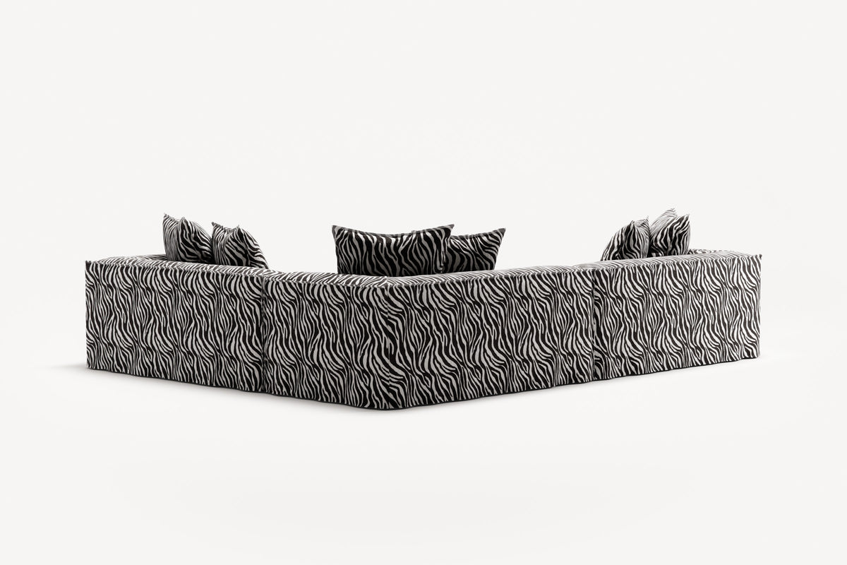 NOMAD - 5 Seat Corner - Right - Chenille Jacquard Zebra Black White