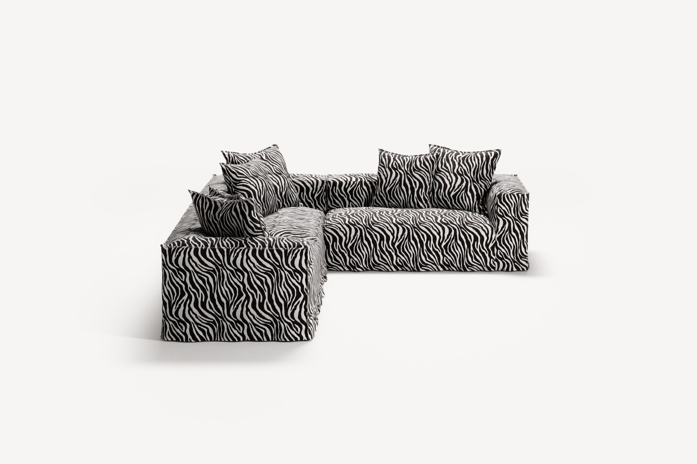 NOMAD - 5 Seat Corner - Right - Chenille Jacquard Zebra Black White