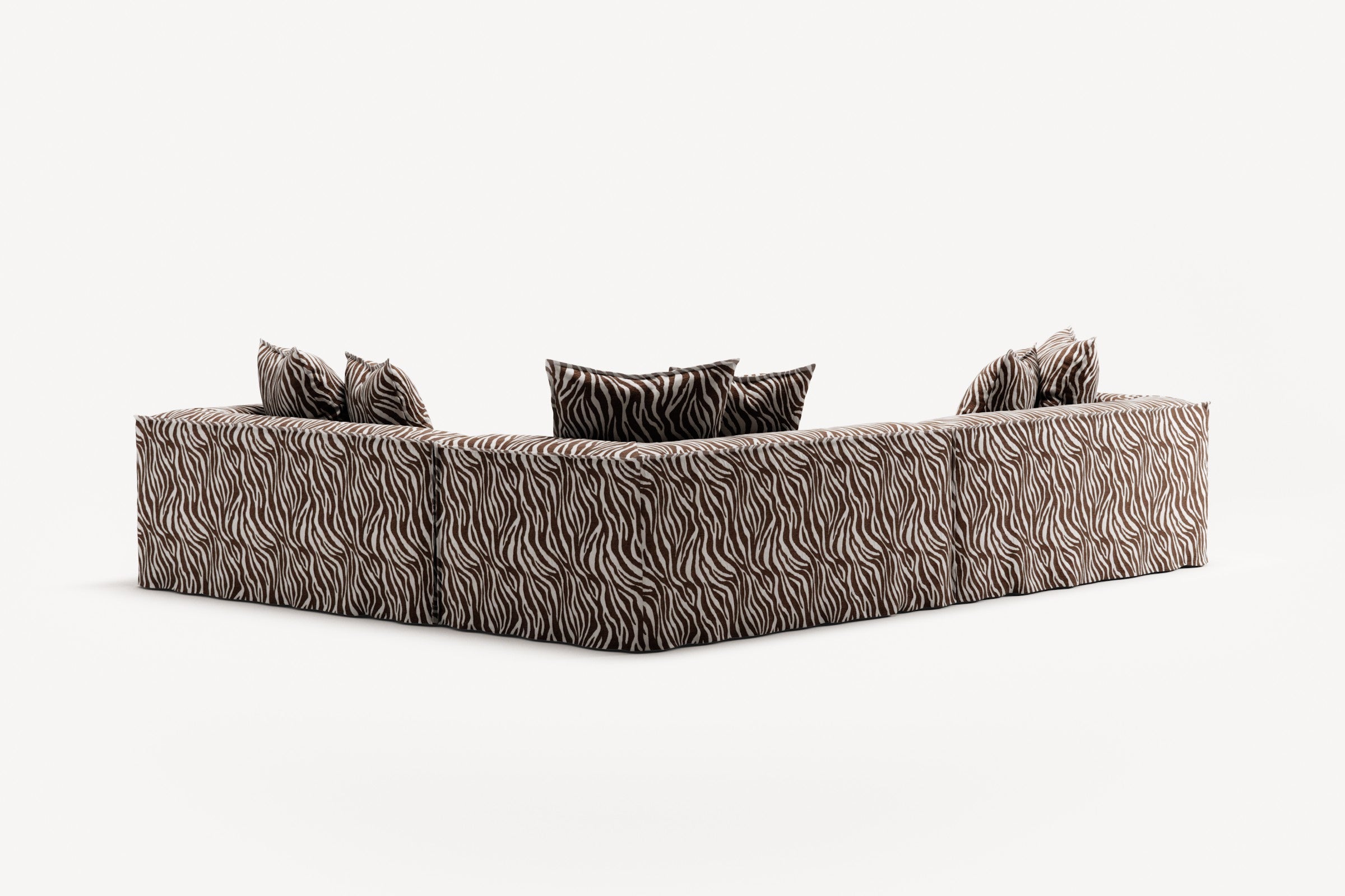 NOMAD - 5 Seat Corner - Right - Chenille Jacquard Zebra Brown White