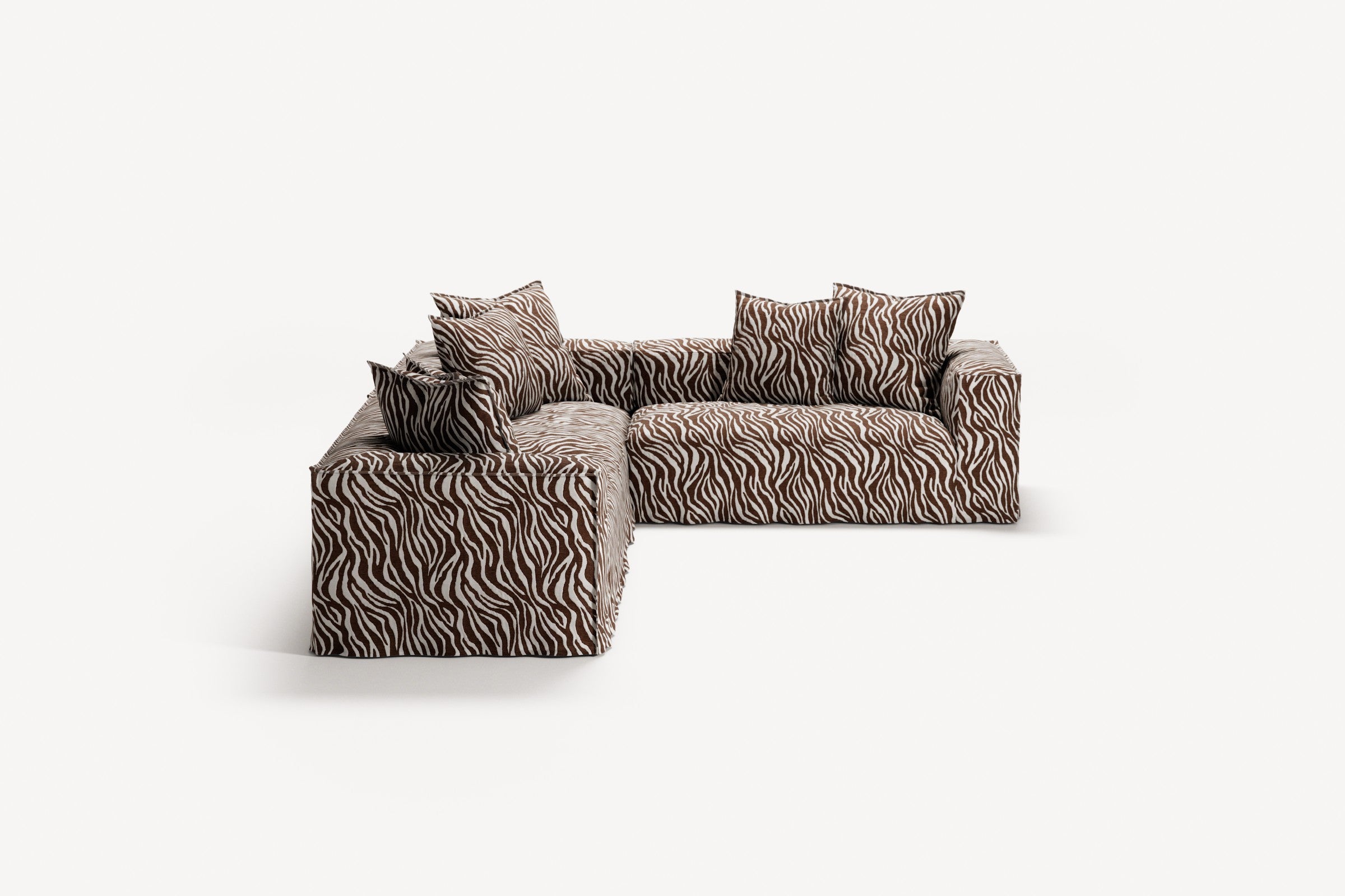 NOMAD - 5 Seat Corner - Right - Chenille Jacquard Zebra Brown White