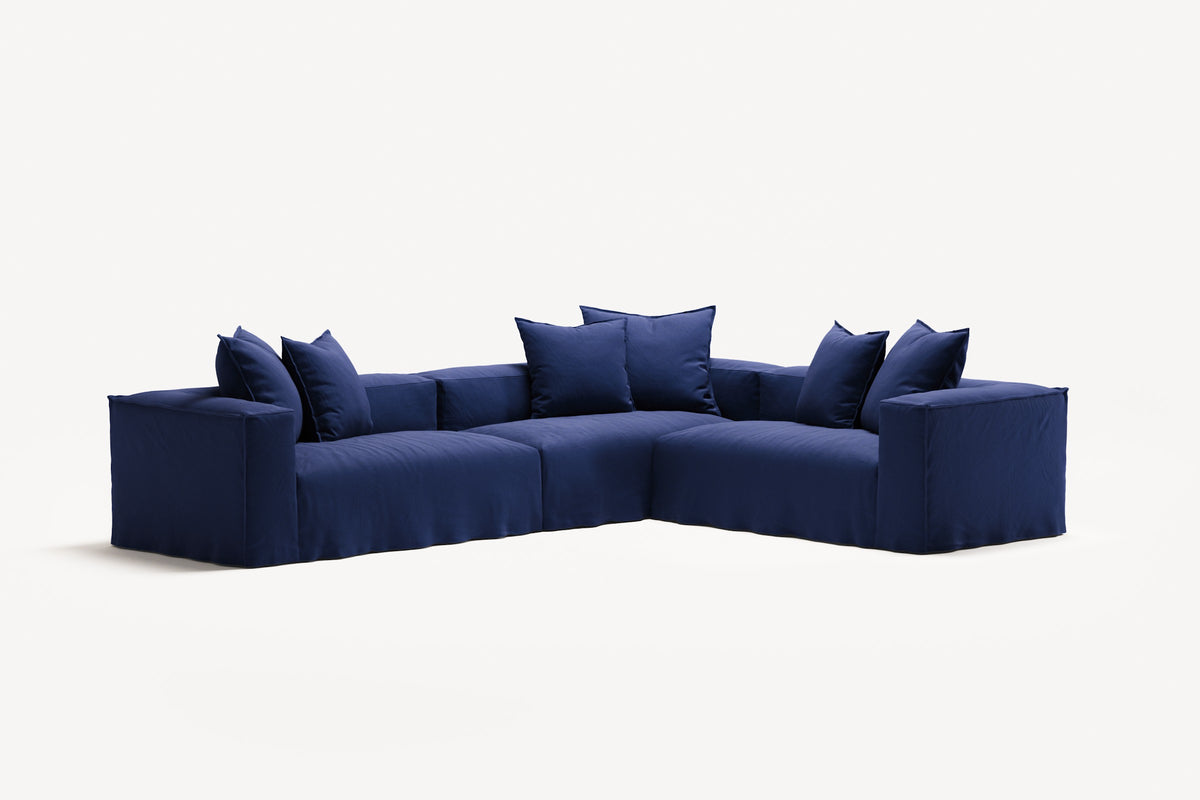 NOMAD - 5 Seat Corner - Right - Brushed Cotton Dark Blue