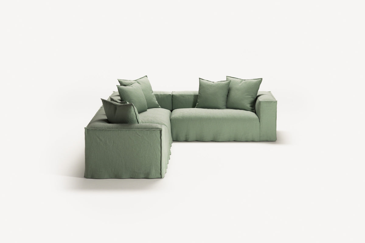 NOMAD - 5 Seat Corner - Right - Pure Linen Vivid Green