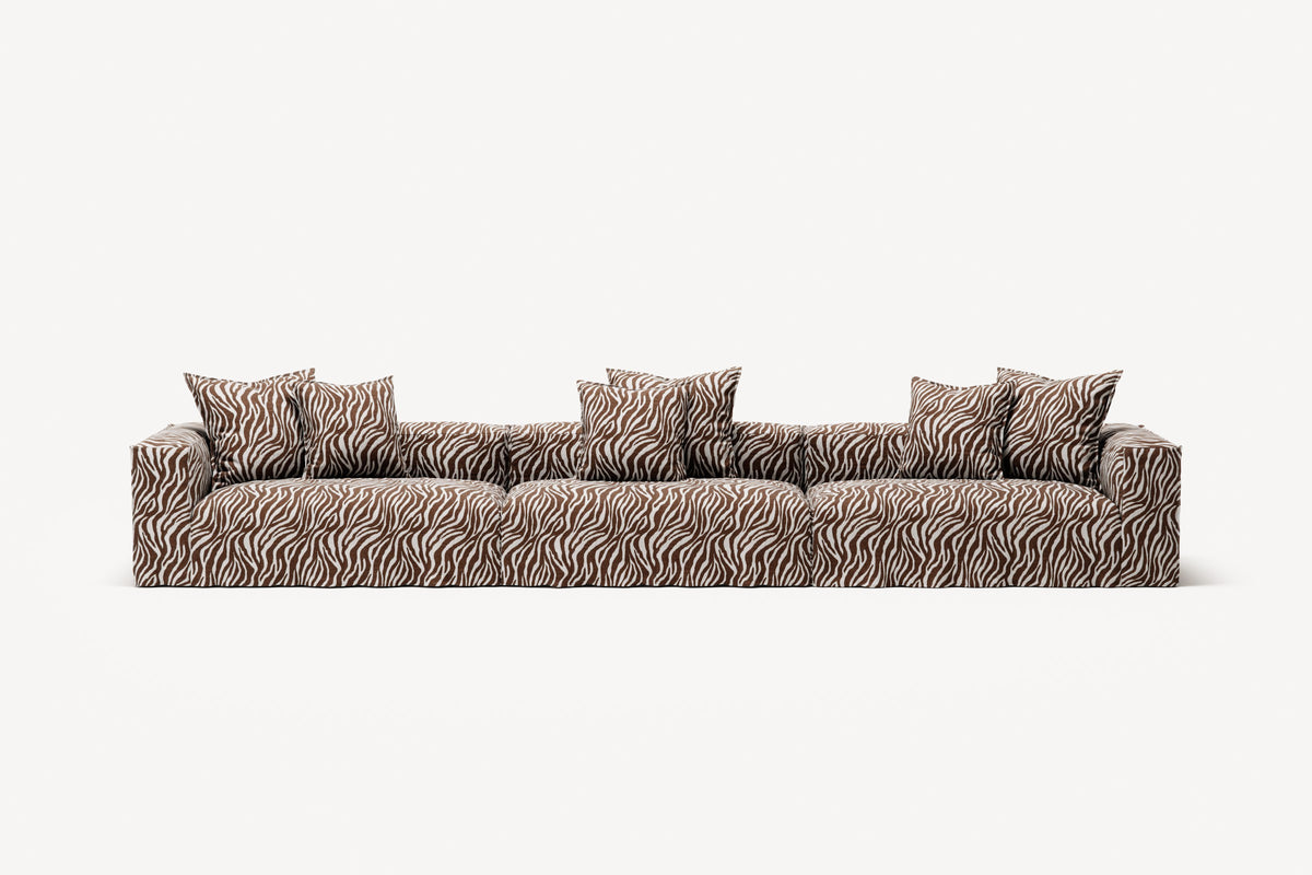 NOMAD - 5 Seat - Chenille Jacquard Zebra Brown White