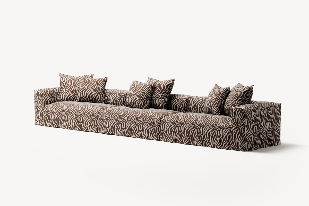 NOMAD - 5 Seat - Chenille Jacquard Zebra Brown White