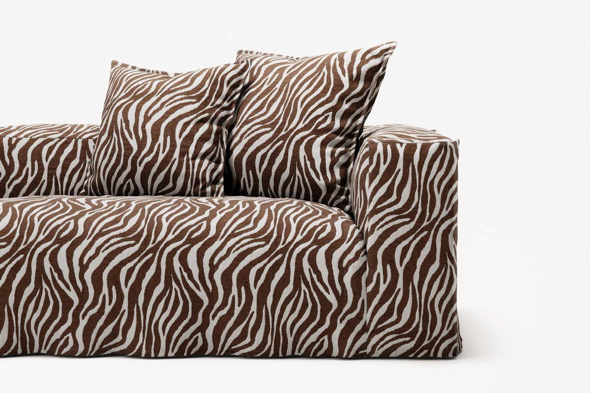 NOMAD - 5 Seat corner with open end - Left - Chenille Jacquard Zebra Brown White