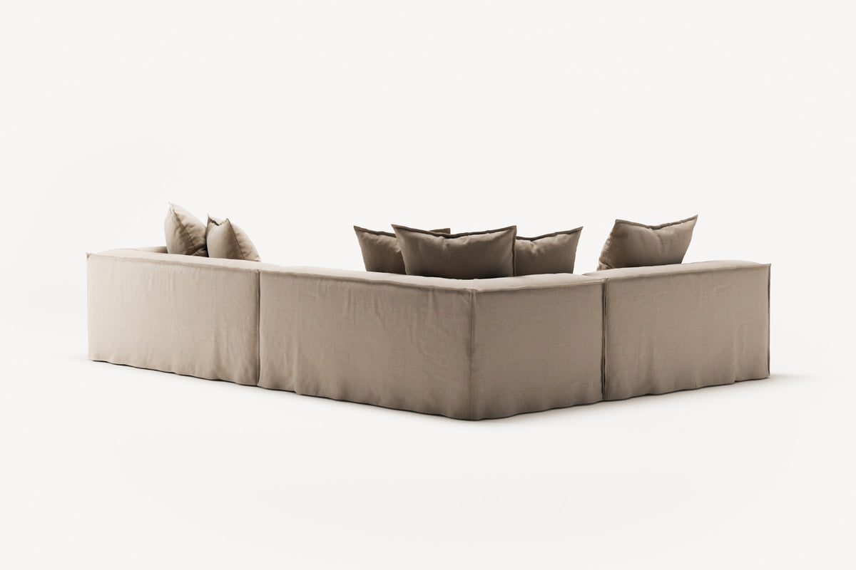 NOMAD - 5 Seat corner with open end - Left - Brushed Cotton Sandy Beige