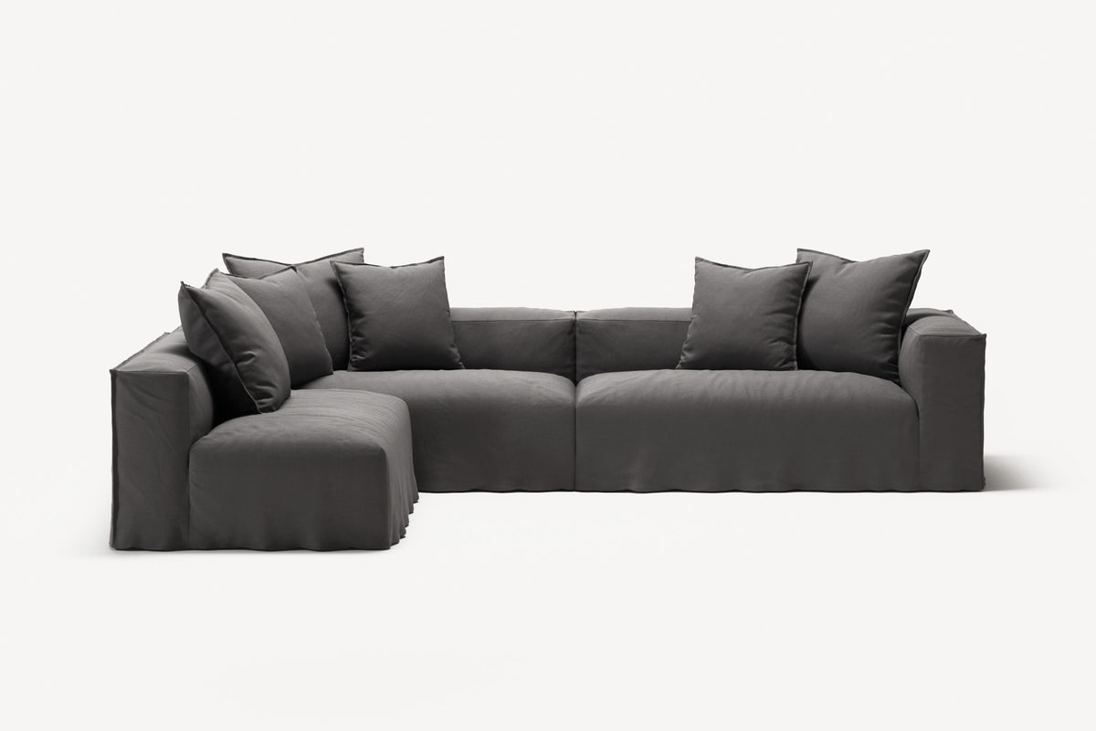 NOMAD - 5 Seat corner with open end - Left - Brushed Cotton Dark Gray