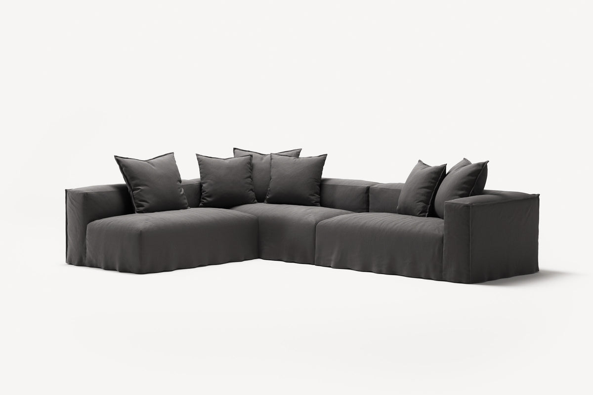 NOMAD - 5 Seat corner with open end - Left - Brushed Cotton Dark Gray