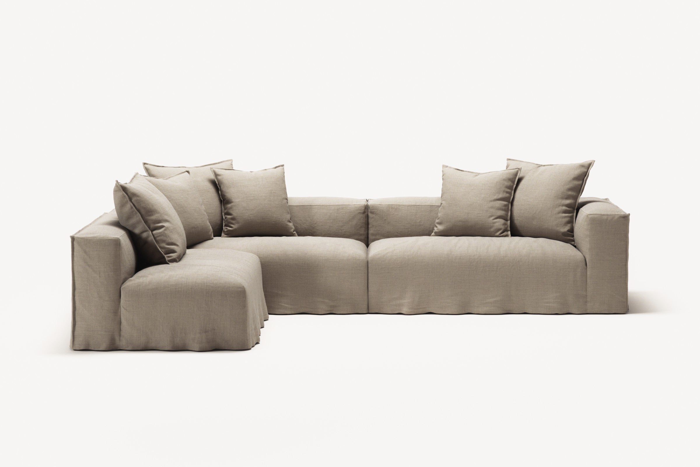 NOMAD - 5 Seat corner with open end - Left - Pure Linen Sandy Beige