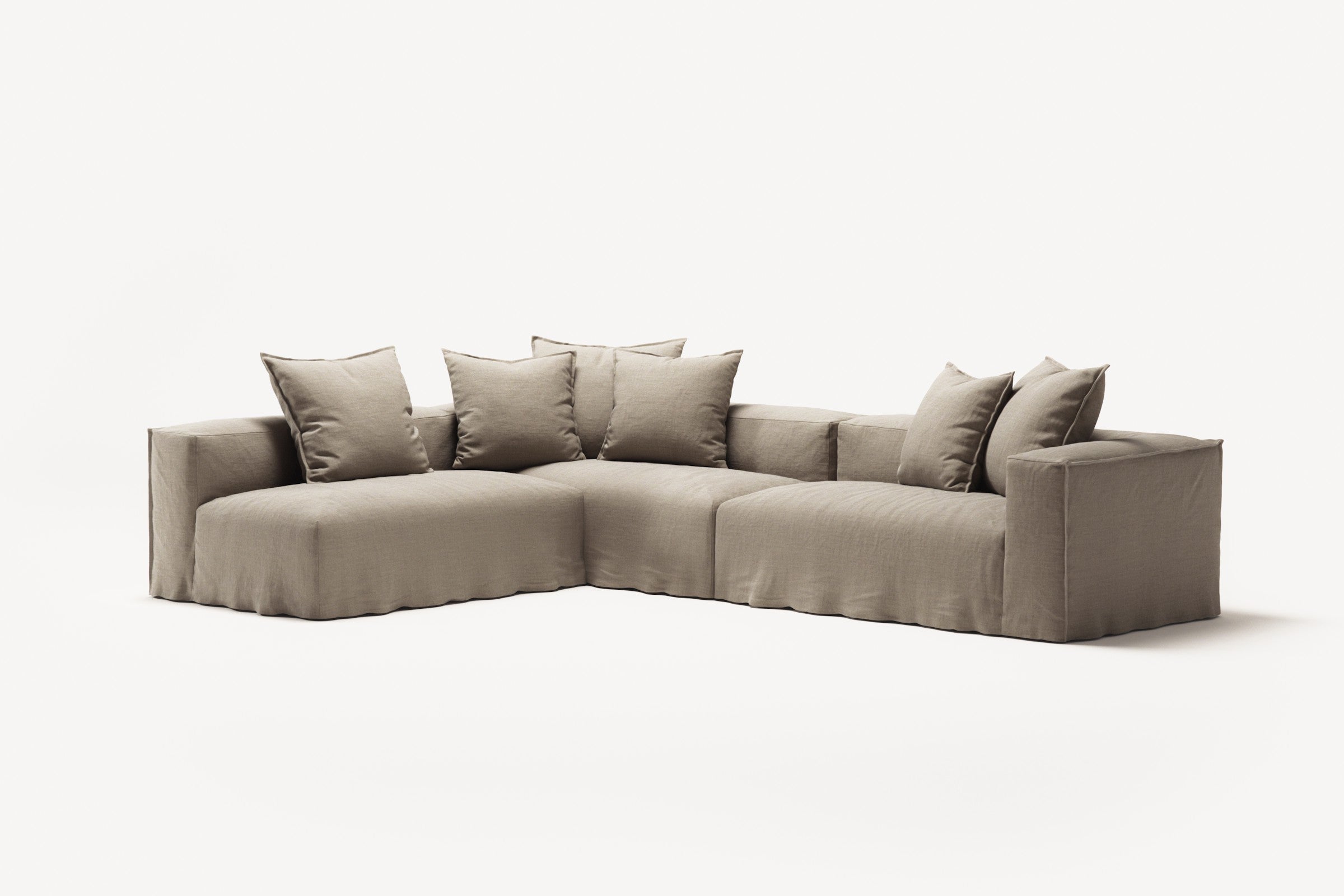 NOMAD - 5 Seat corner with open end - Left - Pure Linen Sandy Beige
