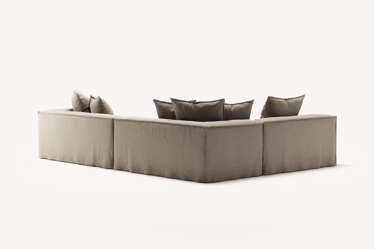NOMAD - 5 Seat corner with open end - Left - Pure Linen Sandy Beige