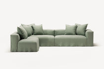 NOMAD - 5 Seat corner with open end - Left - Pure Linen Vivid Green
