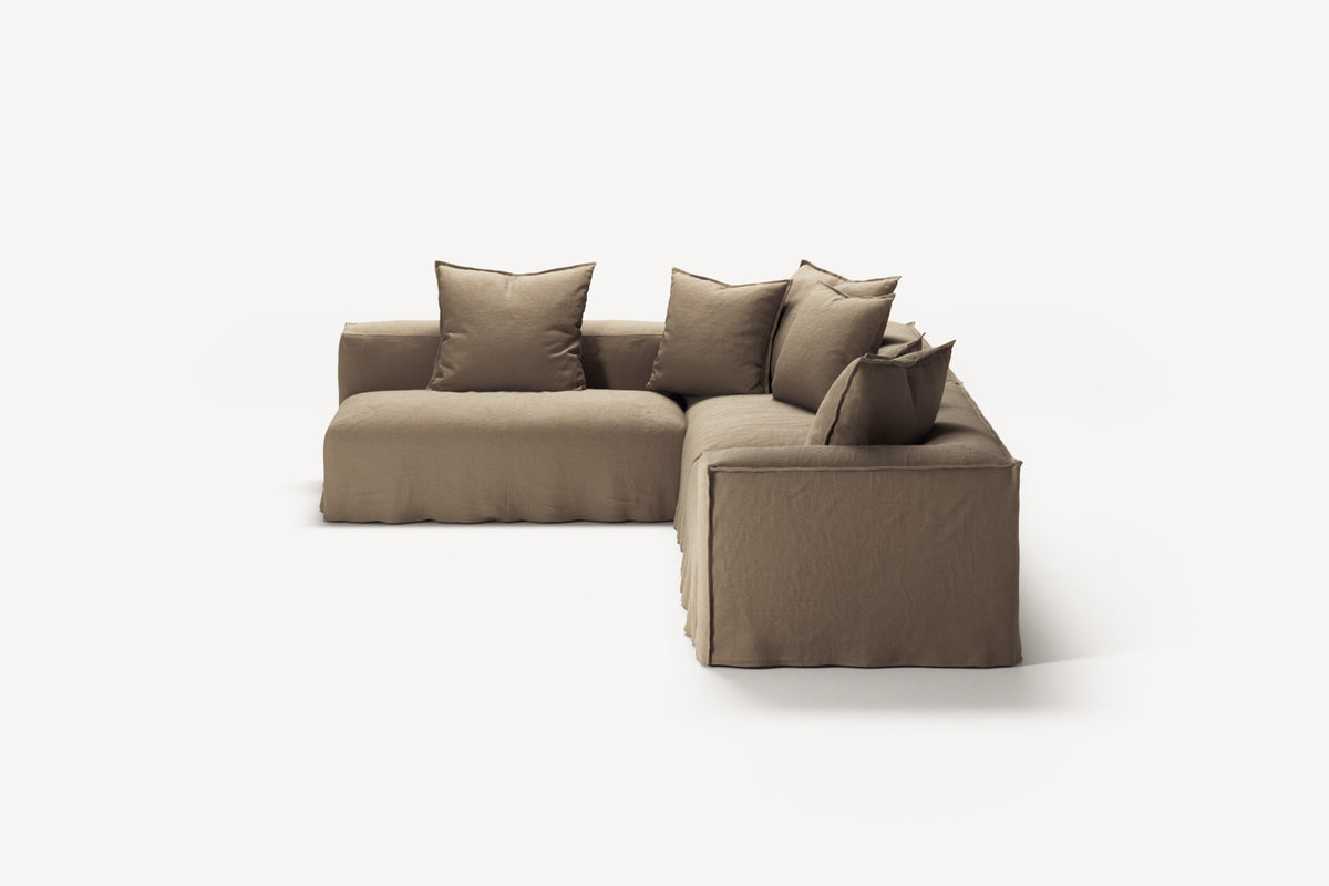 NOMAD - 5 Seat corner with open end - Left - Pure Linen Natural