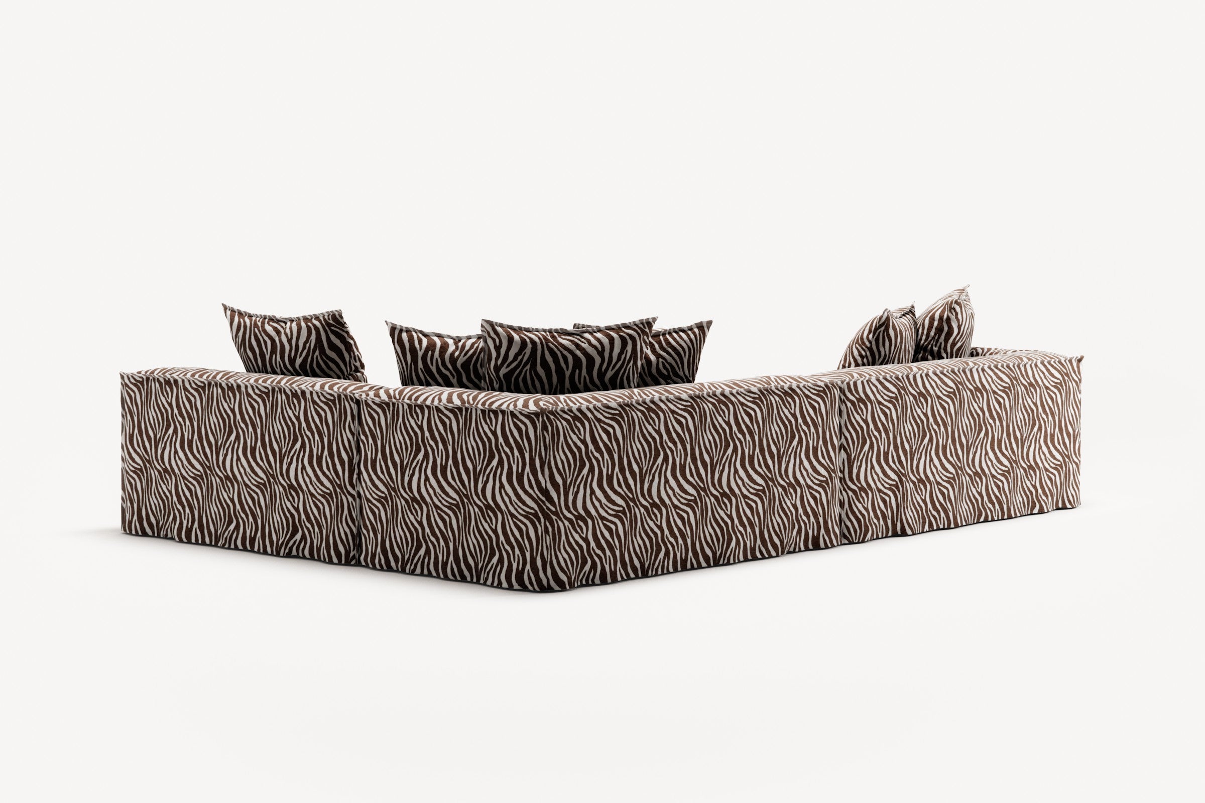 NOMAD - 5 Seat corner with open end - Right - Chenille Jacquard Zebra Brown White