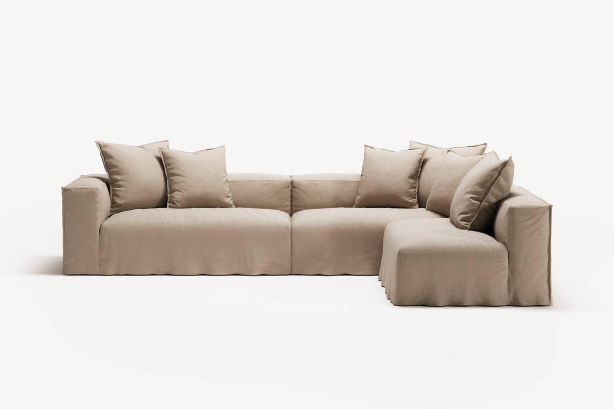 NOMAD - 5 Seat corner with open end - Right - Brushed Cotton Sandy Beige