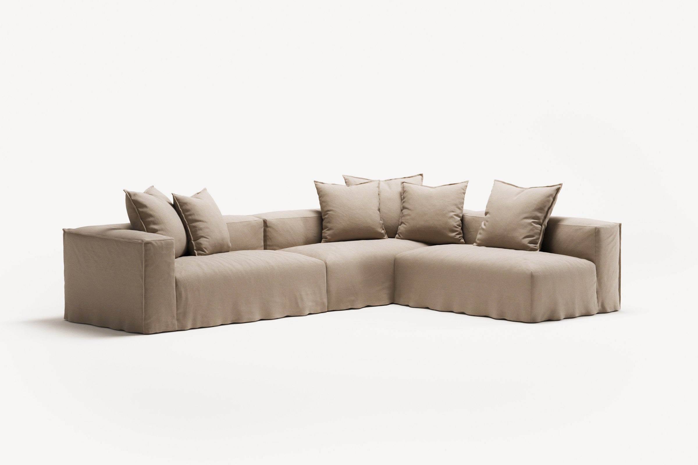 NOMAD - 5 Seat corner with open end - Right - Brushed Cotton Sandy Beige