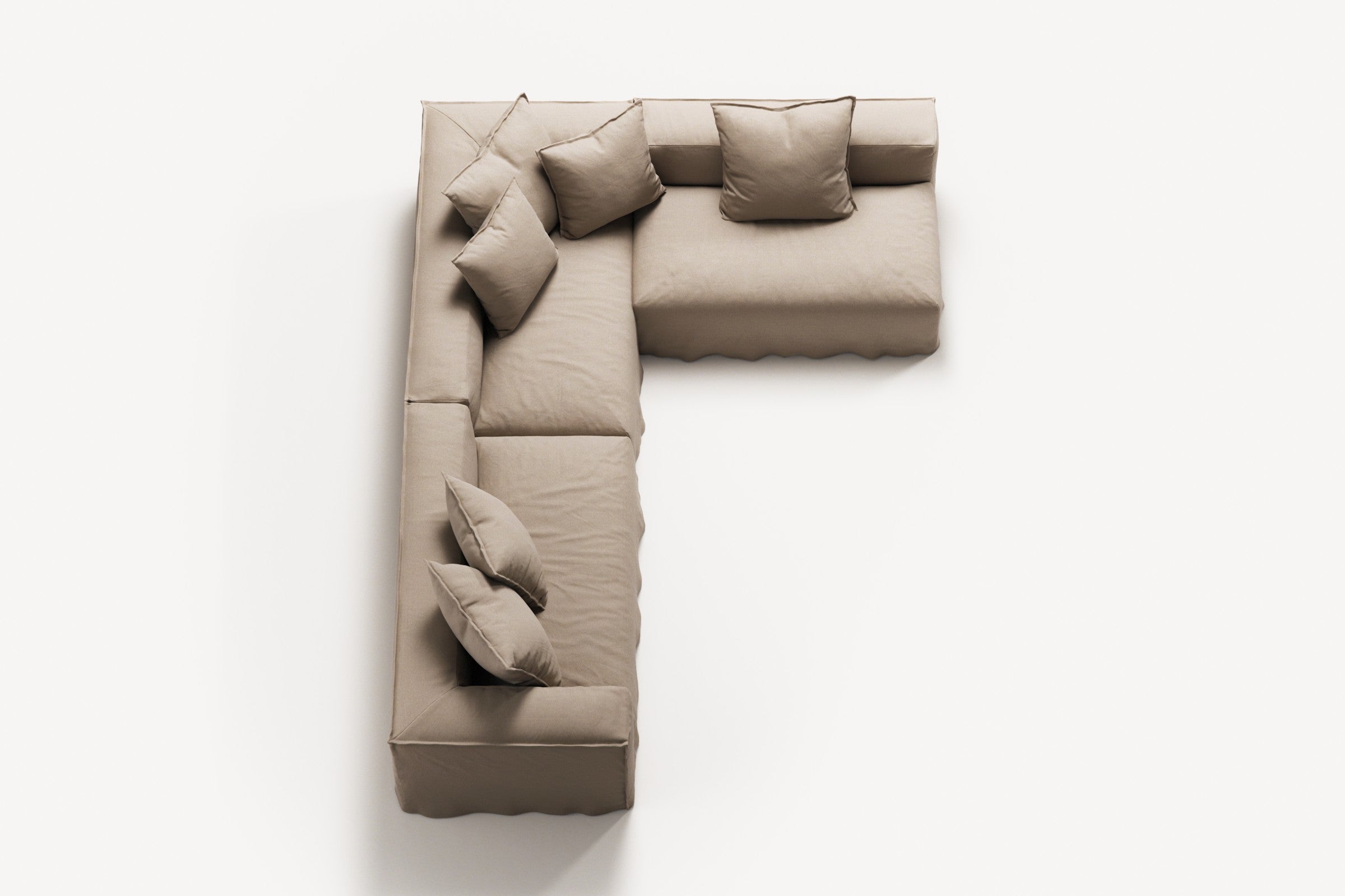 NOMAD - 5 Seat corner with open end - Right - Brushed Cotton Sandy Beige