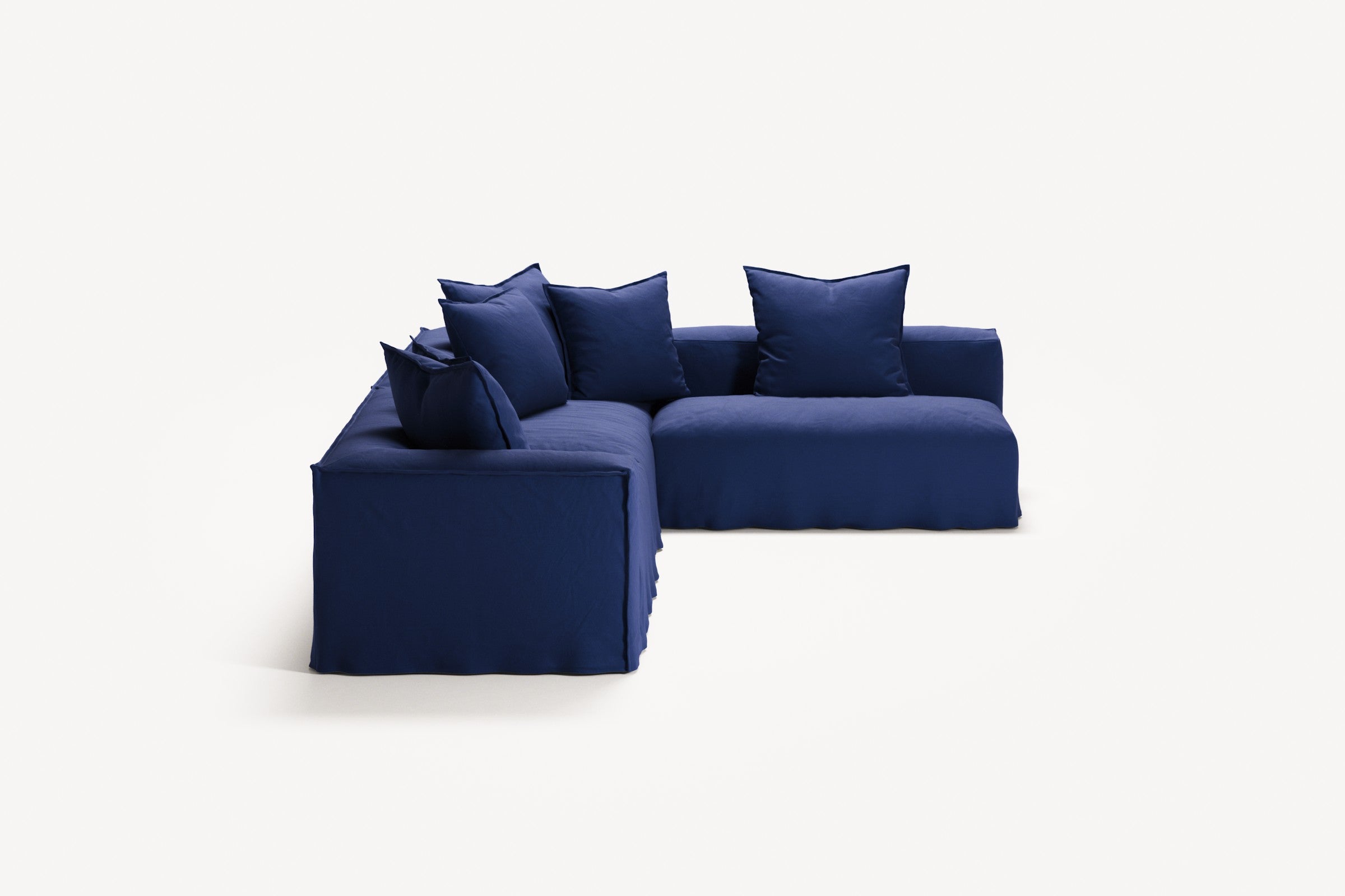 NOMAD - 5 Seat corner with open end - Right - Brushed Cotton Dark Blue