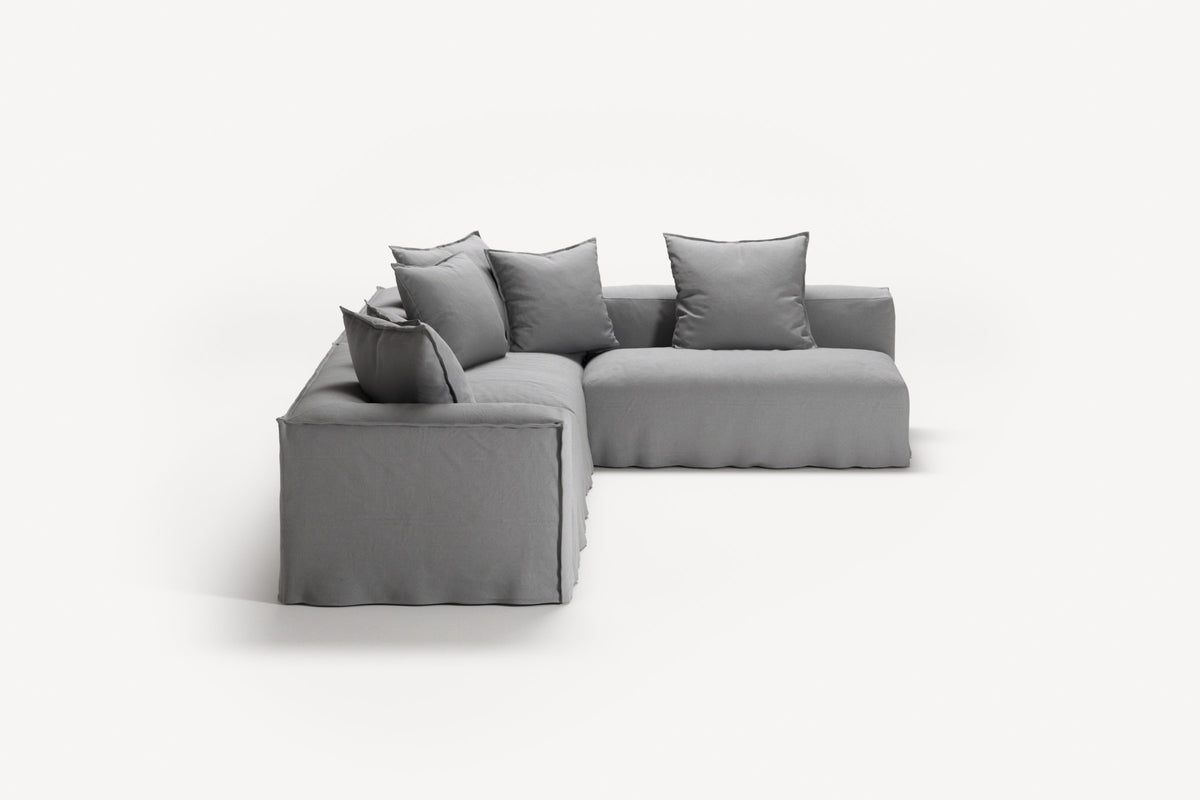 NOMAD - 5 Seat corner with open end - Right - Brushed Cotton Light Gray