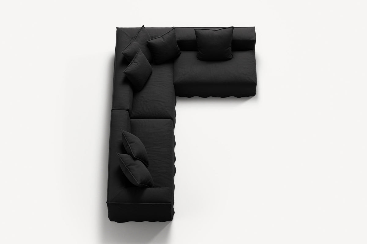 NOMAD - 5 Seat corner with open end - Right - Pure Linen Dark Charcoal