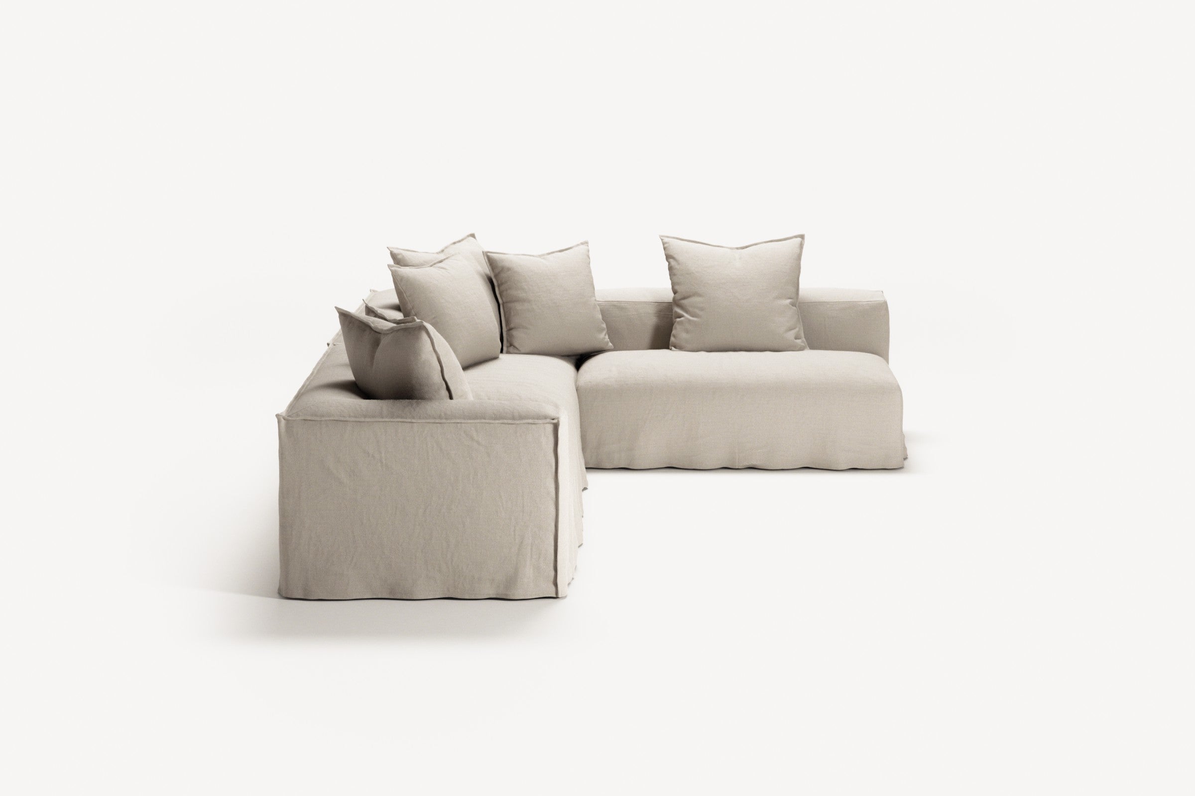 NOMAD - 5 Seat corner with open end - Right - Pure Linen Off-White