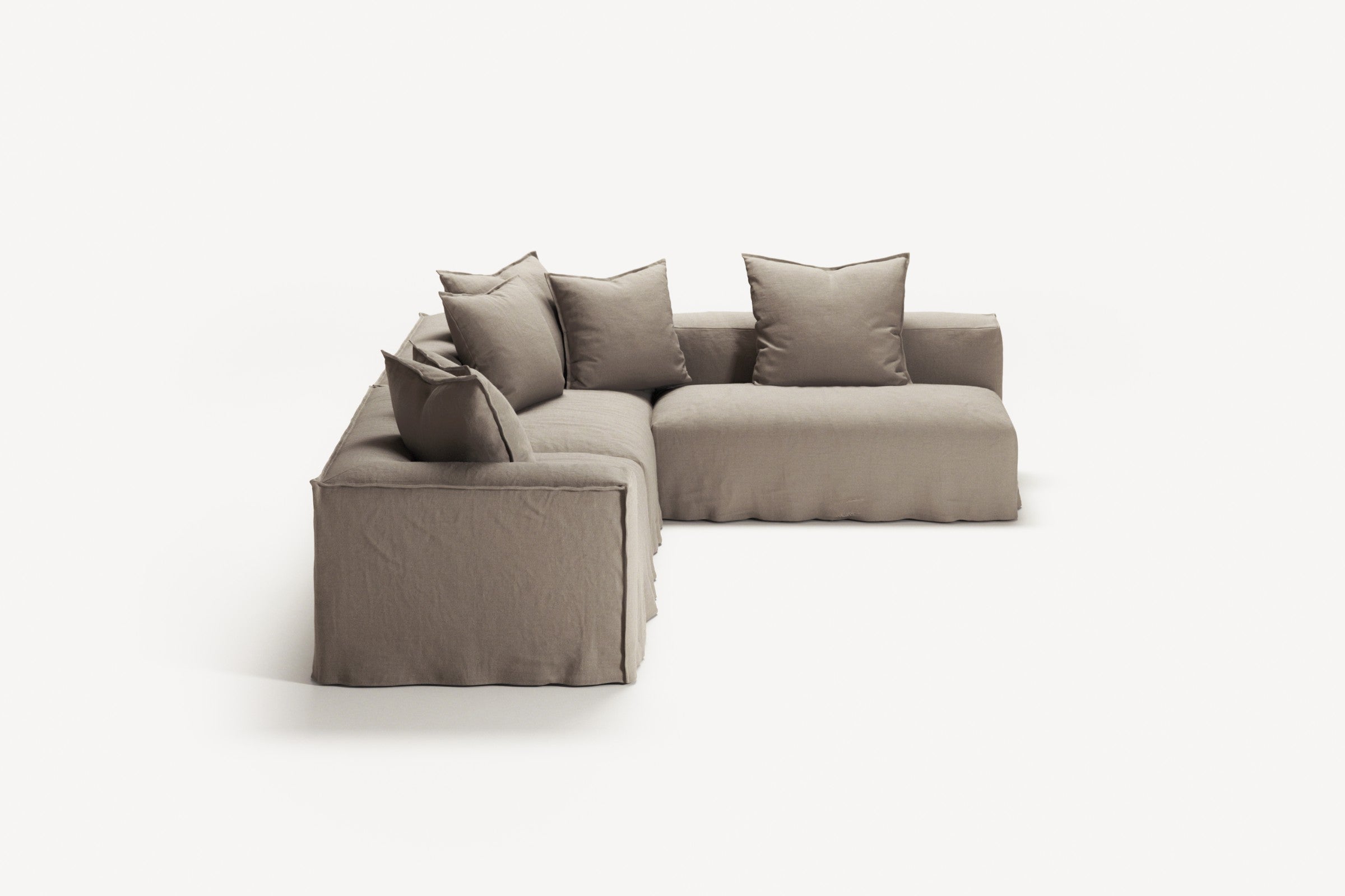 NOMAD - 5 Seat corner with open end - Right - Pure Linen Pale Gray