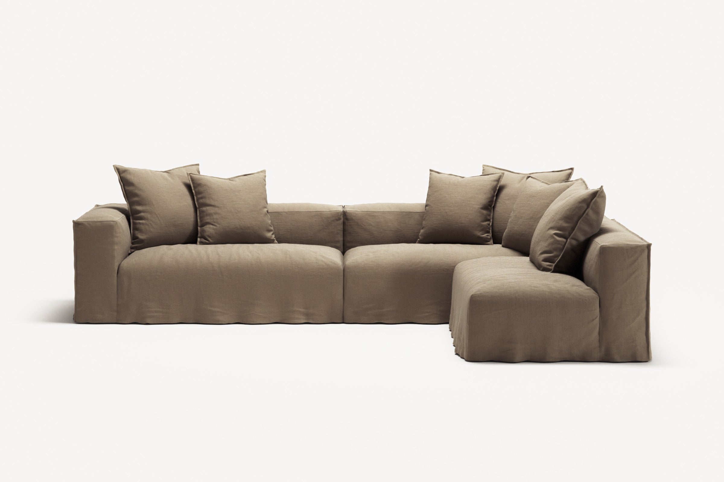 NOMAD - 5 Seat corner with open end - Right - Pure Linen Natural