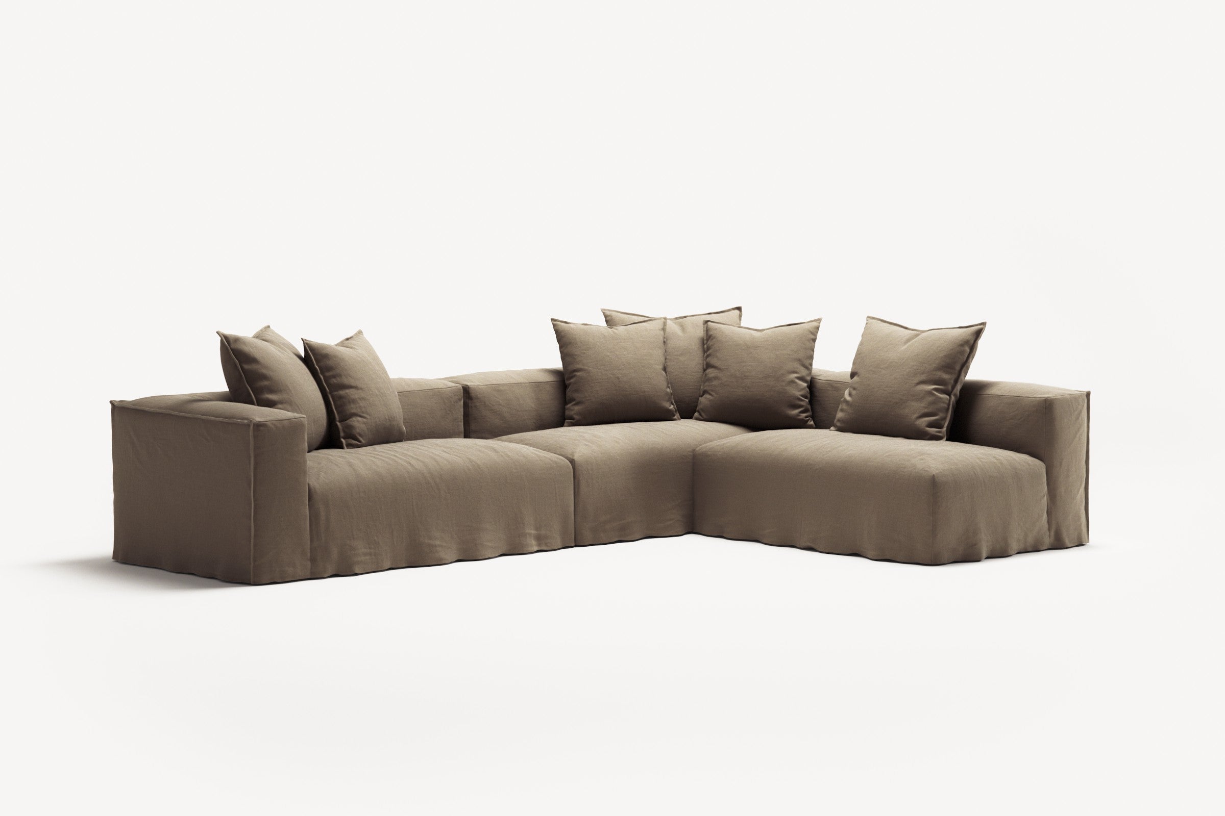 NOMAD - 5 Seat corner with open end - Right - Pure Linen Natural