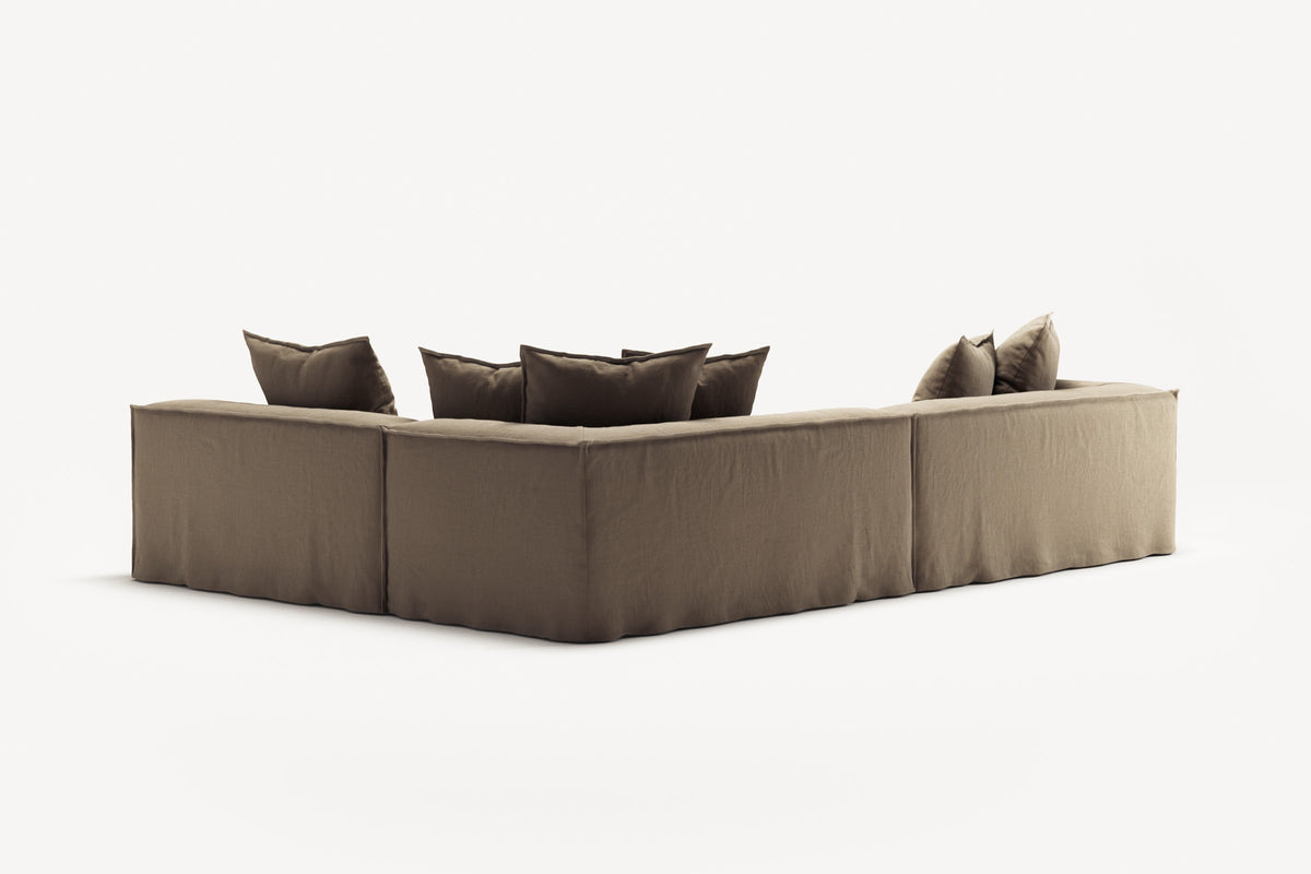 NOMAD - 5 Seat corner with open end - Right - Pure Linen Natural