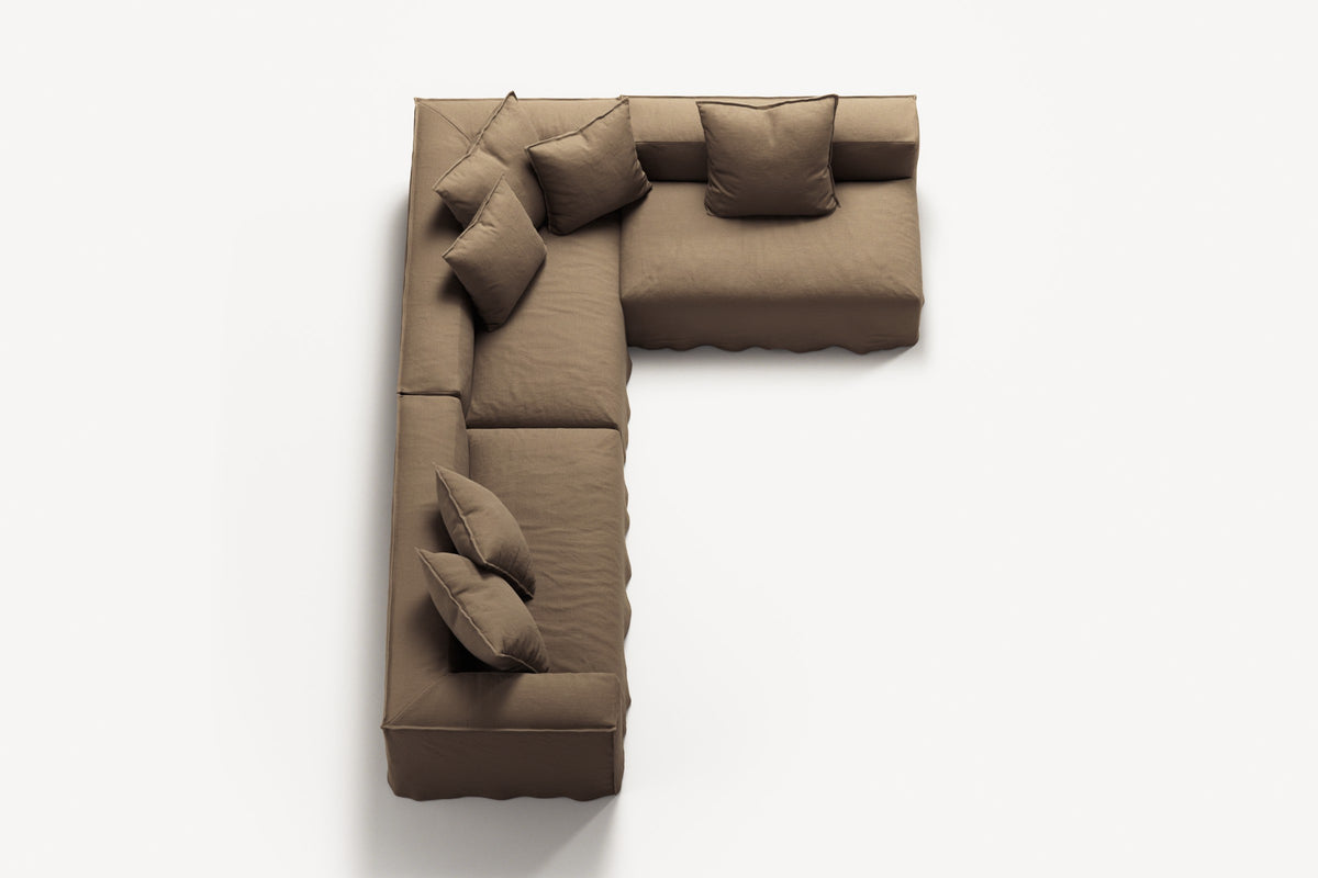 NOMAD - 5 Seat corner with open end - Right - Pure Linen Natural