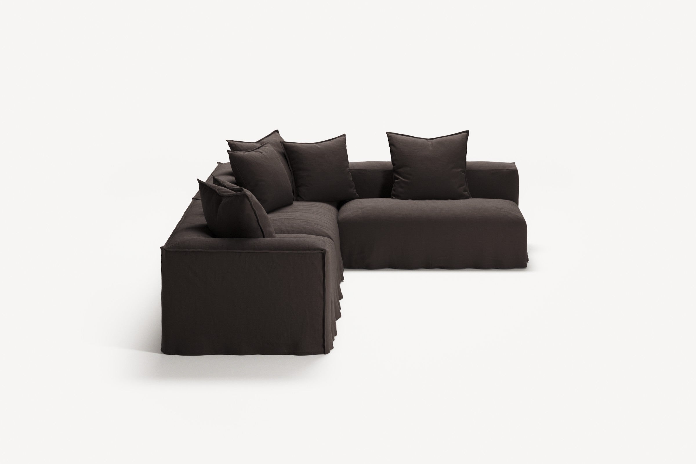 NOMAD - 5 Seat corner with open end - Right - Pure Linen Truffle Brown