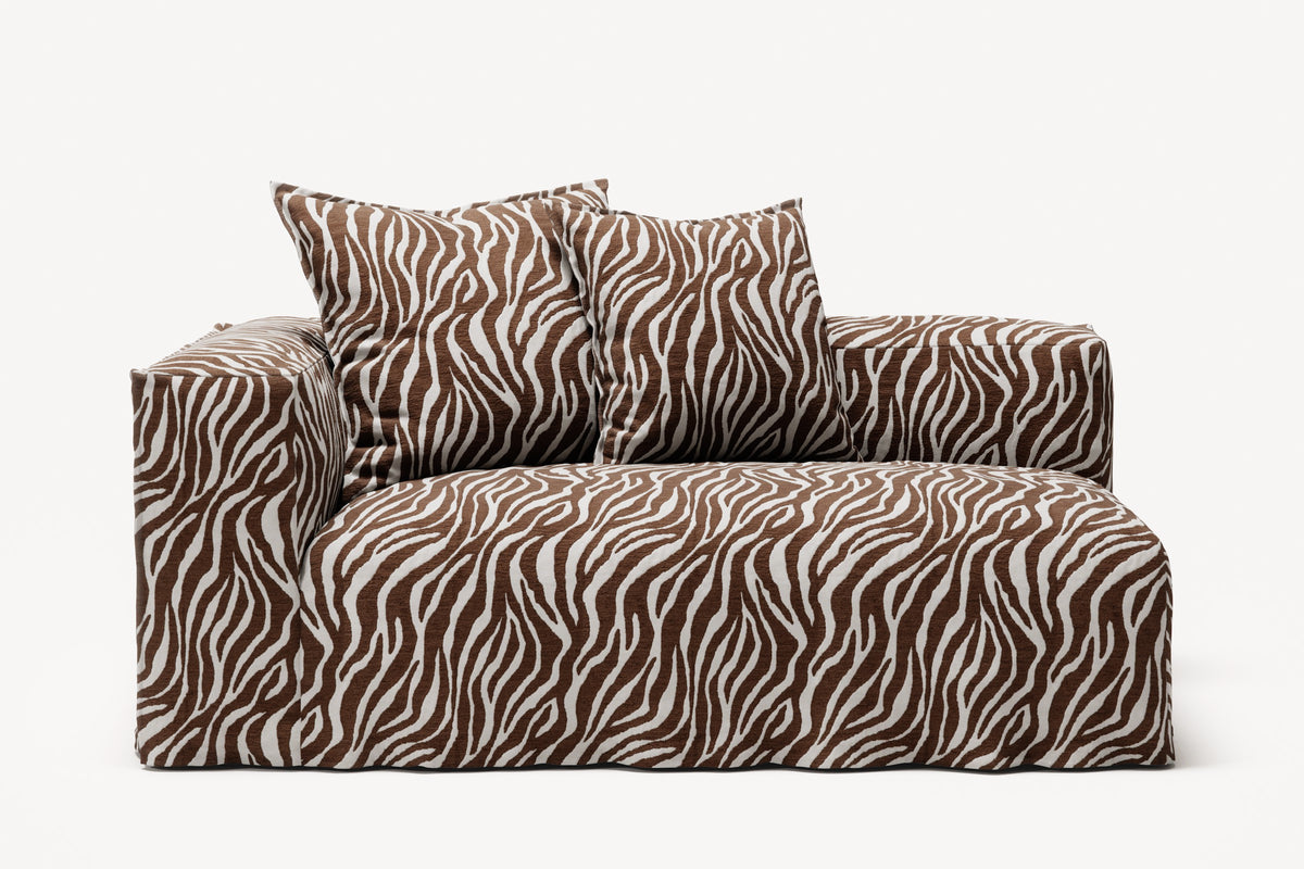 NOMAD - 2 Seat - Left - Chenille Jacquard Zebra Brown White
