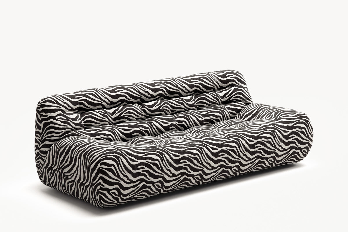 Paloma - 3 Seat - Chenille Jacquard Zebra Black White
